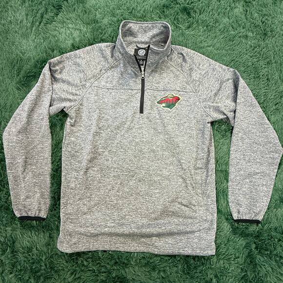 NHL Minnesota Wild Pullover Gray Medium 1/4 Sweatshirt GIII Unisex - Picture 1 of 8
